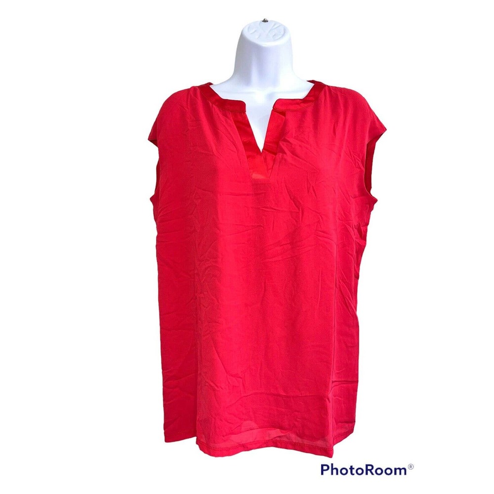Comma, Red Sleeveless Blouse, Front cut Dress Shirt, NWT Woman Size 10